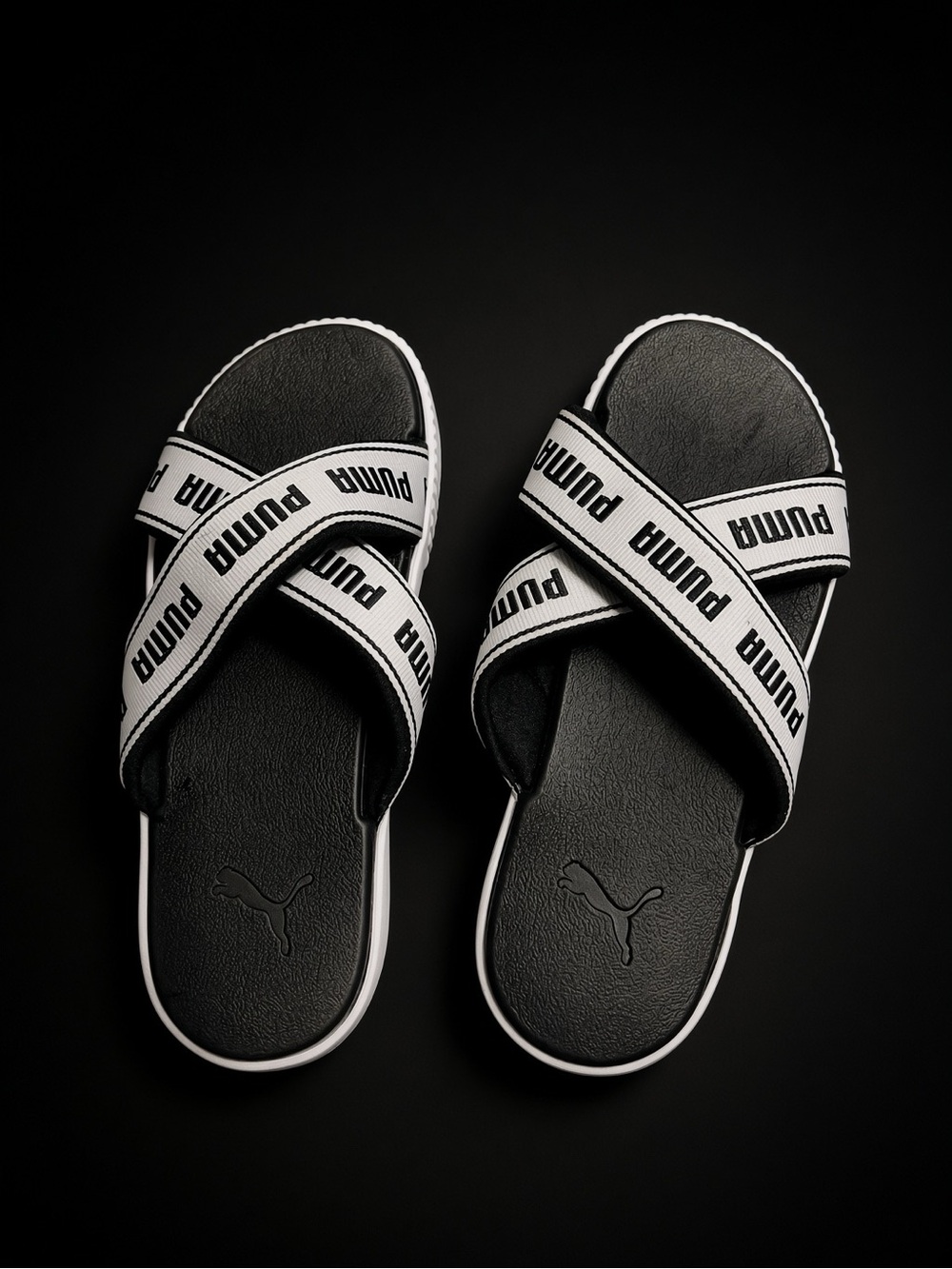 PUMA Women’s Platform Tape Slides White Black Size 8.5